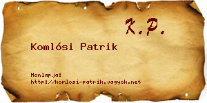 Komlósi Patrik névjegykártya